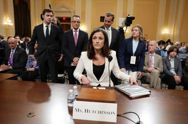 <p>Cassidy Hutchinson, who was an aide to former White House Chief of Staff Mark Meadows, arrives to testify during a public hearing </p>