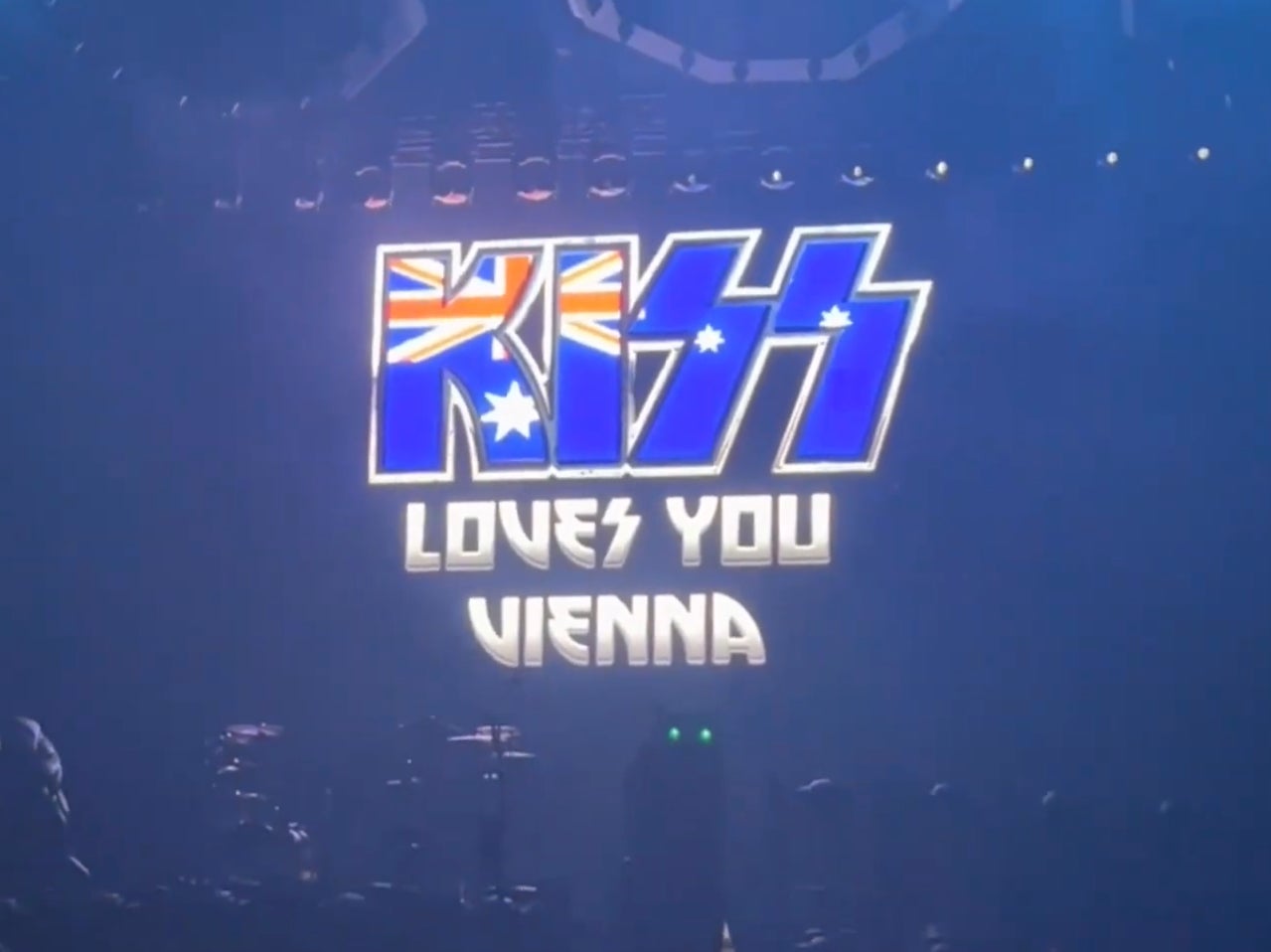 The errant lettering displayed during Kiss’s Vienna gig