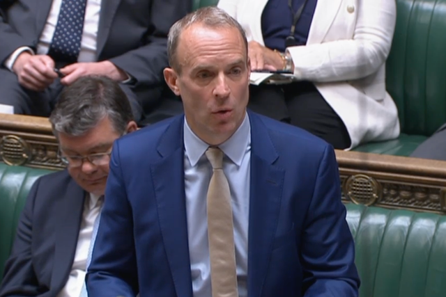 <p>Dominic Raab took the PMQs session for the government</p>