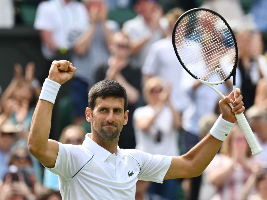 Novak Djokovic celebrates his second-round victory