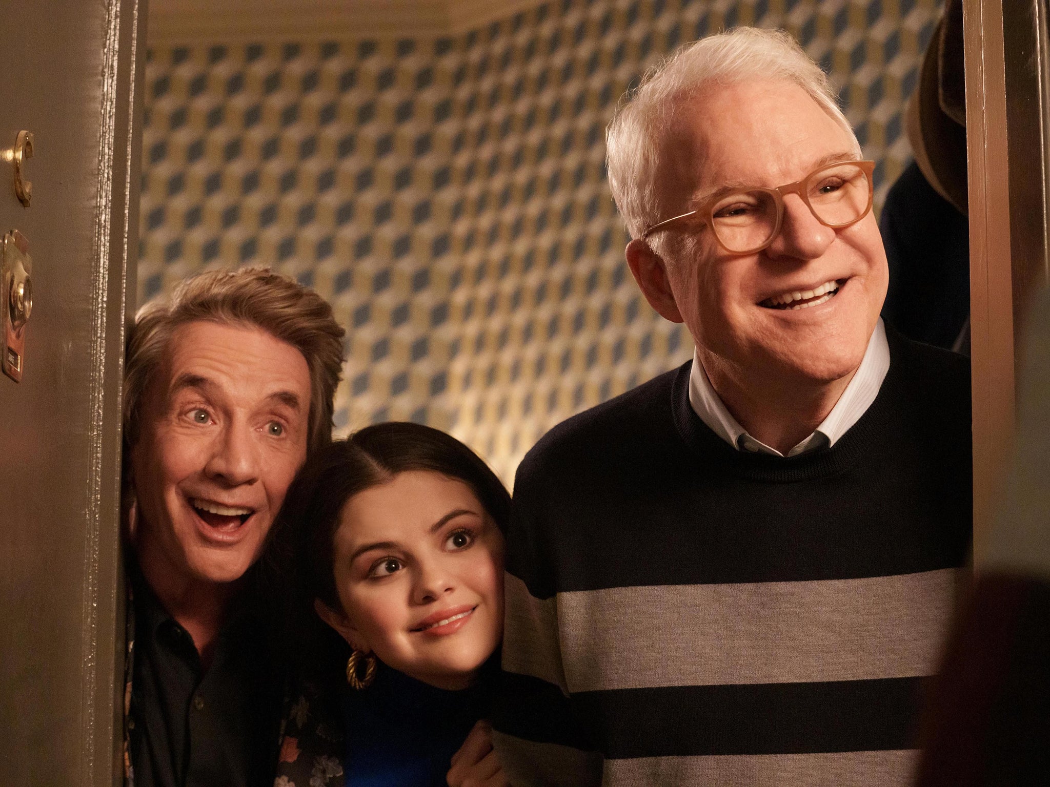 (Left to right) Oliver (Martin Short), Mabel (Selena Gomez) and Charles (Steve Martin) in ‘Only Murders in the Building’