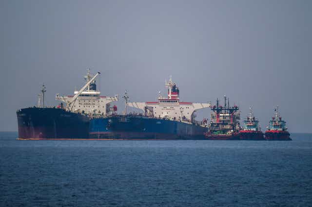 <p>Oil seized from a Russian-flagged tanker is transferred off the Greek coast bound for the United States at the request of Washington </p>