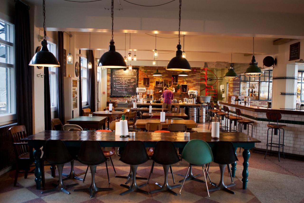 The bar area at the sociable Kex Hostel