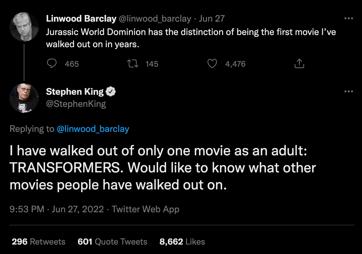 Stephen King names the only film he’s only ever walked out of