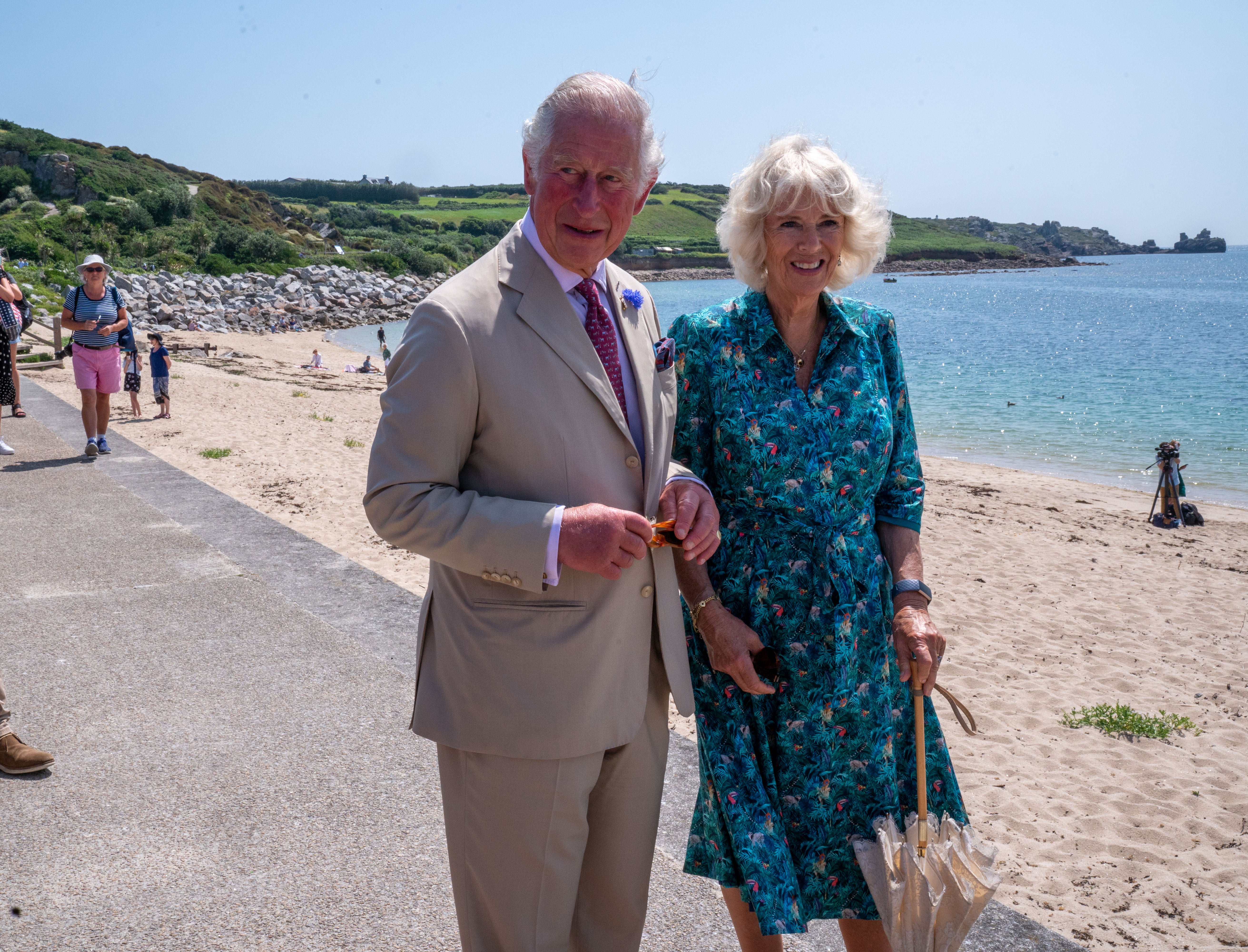 The Prince of Wales and the Duchess of Cornwall, during a visit to the Isles of Scilly (Arthur Edwards/The Sun/PA)