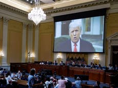 Jan 6 hearings – live: Trump reported to DoJ as Capitol officer refuses to accept rioter’s apology