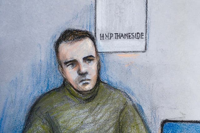 Jordan McSweeney appearing by video link from HMP Thameside during a hearing at the Old Bailey, London, where he is accused of murdering law graduate Zara Aleena (Elizabeth Cook/PA)