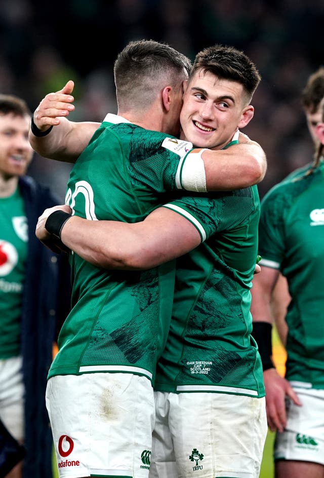 Ireland hooker Dan Sheehan, right, is preparing to win an eighth Test cap (Brian Lawless/PA)