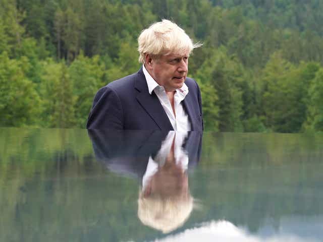 <p>Boris Johnson at the G7 summit in Bavaria, Germany</p>