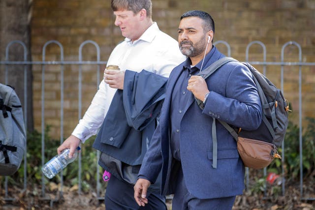 Pc Sukhdev Jeer (right) and Pc Paul Hefford arriving for a misconduct hearing (PA)