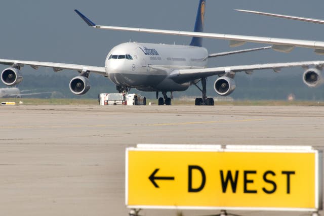 <p>Ground stop: Lufthansa aircraft at Frankfurt, its main hub</p>