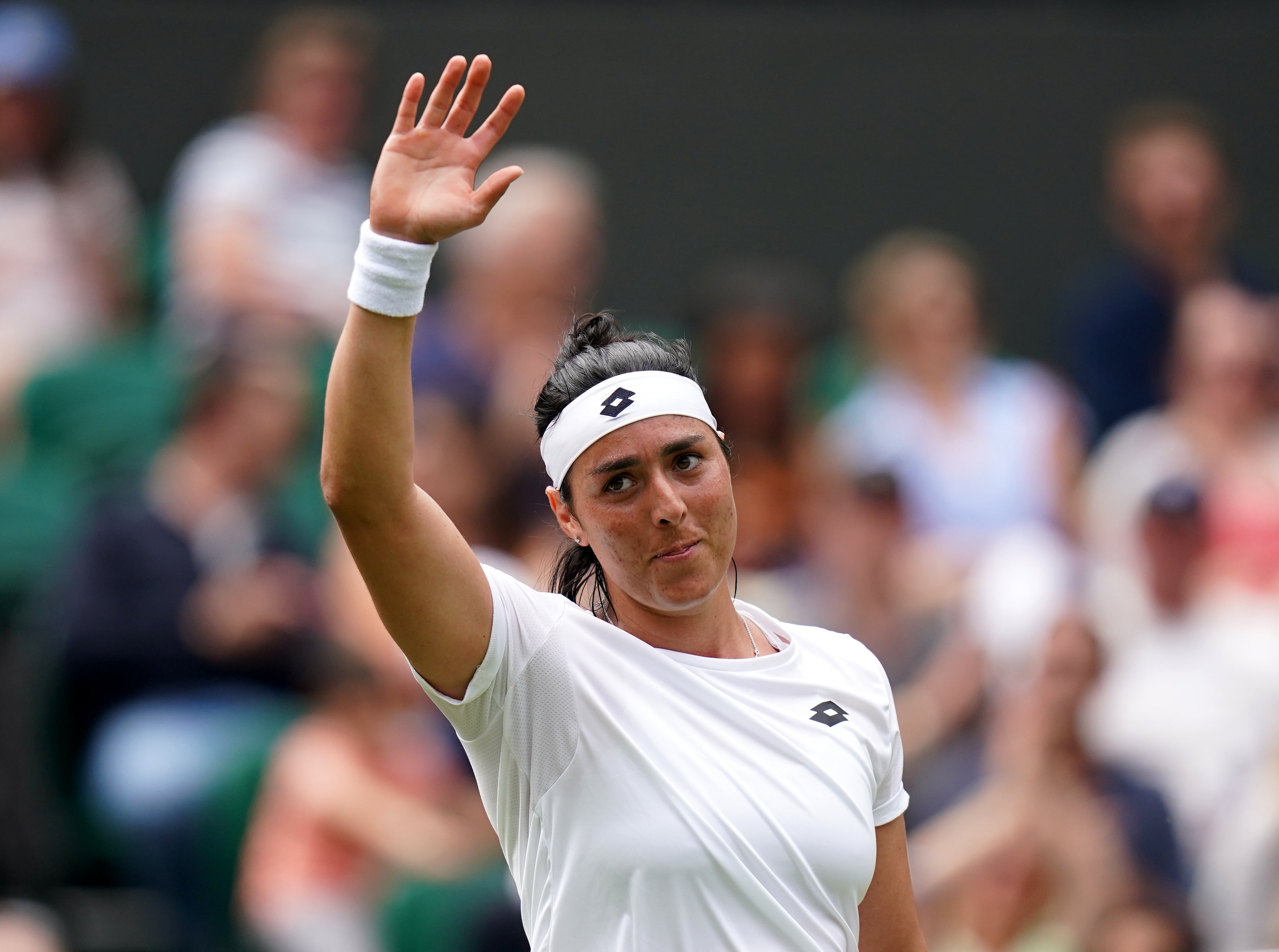 Ons Jabeur celebrates reached the fourth round at Wimbledon (Adam Davy/PA)