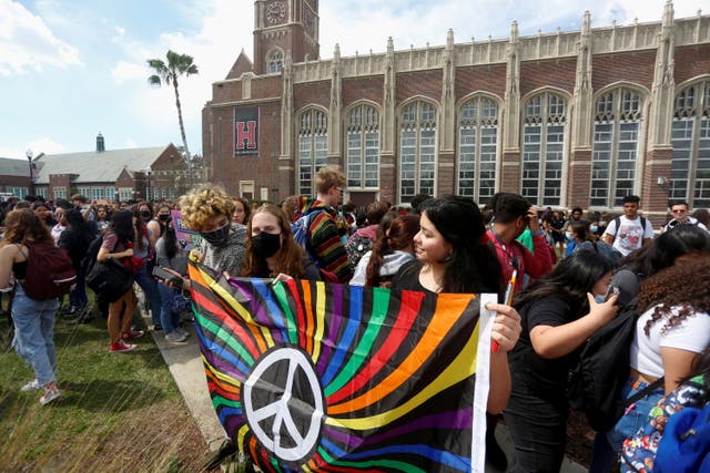 <p>Students demonstrate for LGBTQ+ rights </p>