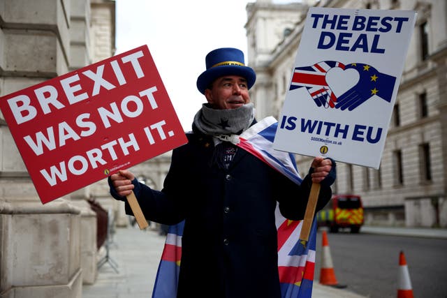 <p>Anti-Brexit protester Steve Bray outside Foreign Office </p>