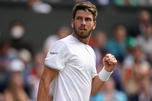 Cameron Norrie celebrates winning the second set during his Gentlemen’s Singles third round match against Steve Johnson during day five of the 2022 Wimbledon Championships at the All England Lawn Tennis and Croquet Club, Wimbledon. Picture date: Friday July 1, 2022.