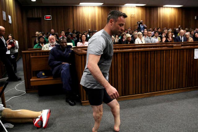 <p>Paralympic gold medallist Oscar Pistorius appearing in Pretoria’s High Court in 2016</p>