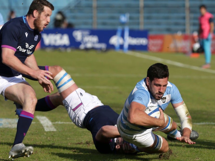 Guido Petti of Argentina is tackled