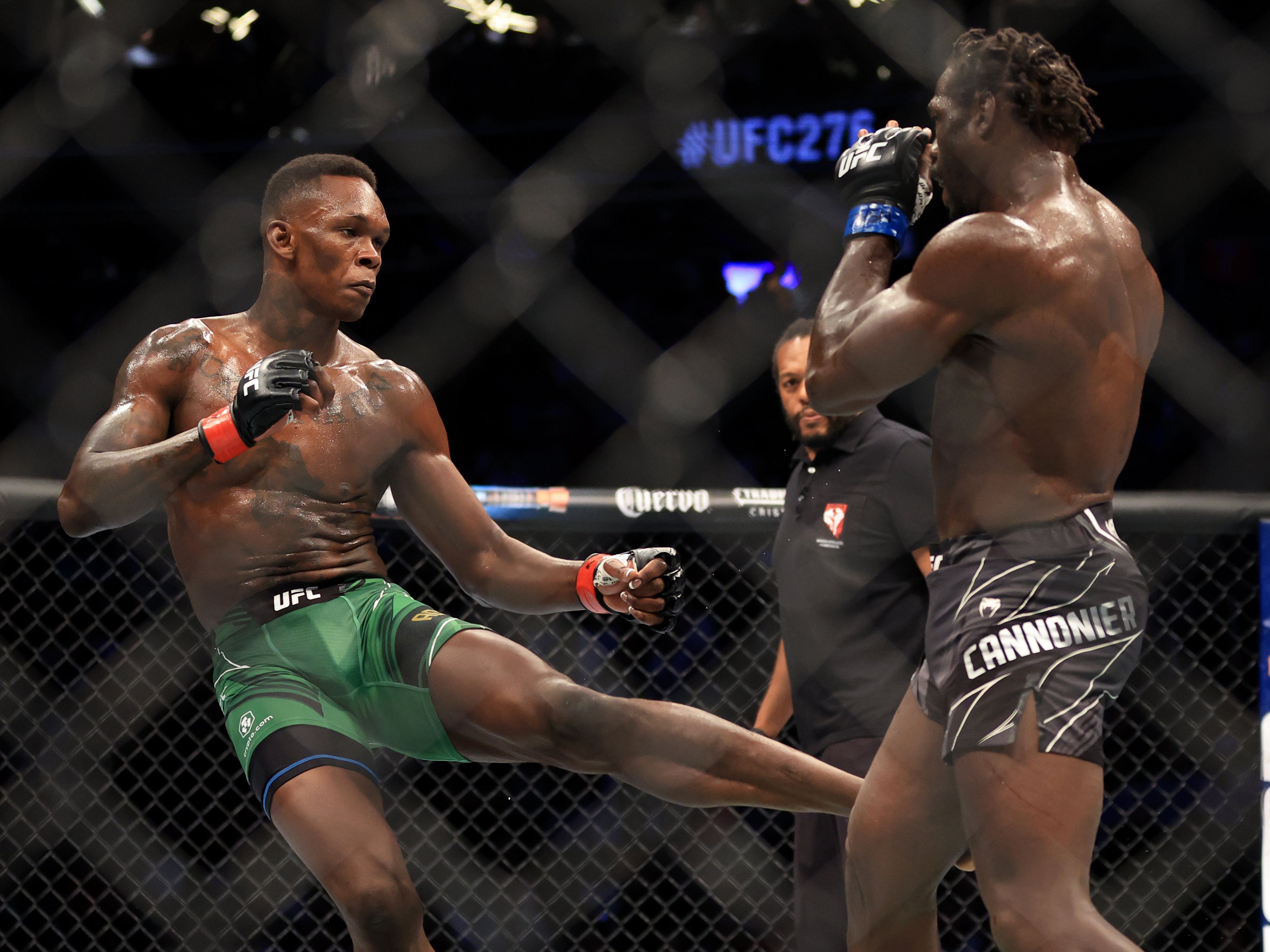 Cannonier, right, during his loss to Adesanya in July 2022