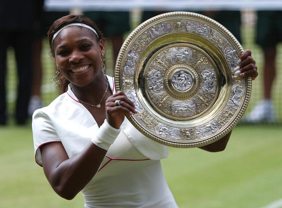 Serena Williams celebrates her straight sets victory over Vera Zvonareva in 2010 to win her fourth Wimbledon ladies singles titles (Andrew Milligan/PA)