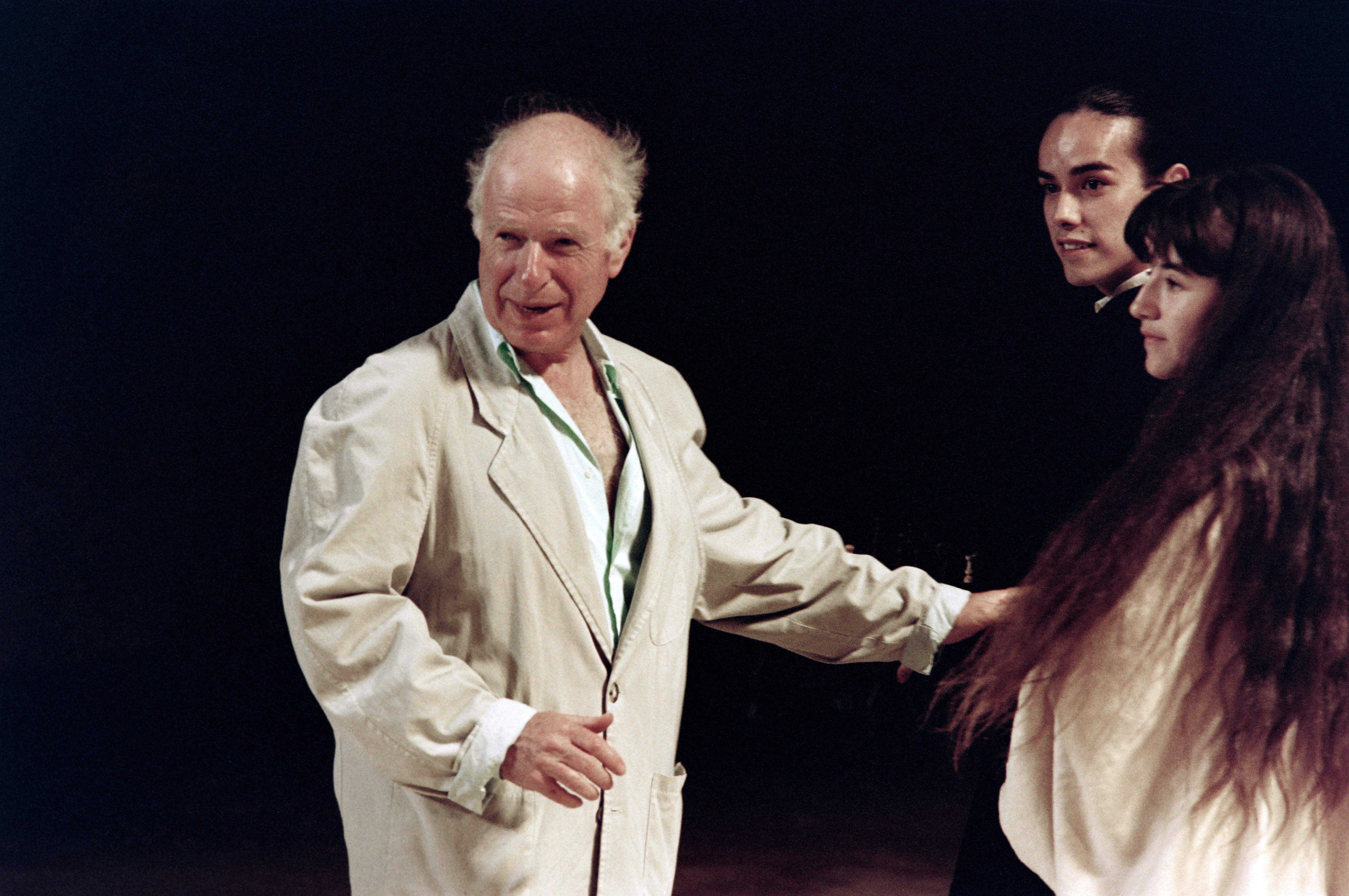 Brook gives instructions to his actors during a 1991 rehearsal of ‘The Tempest’