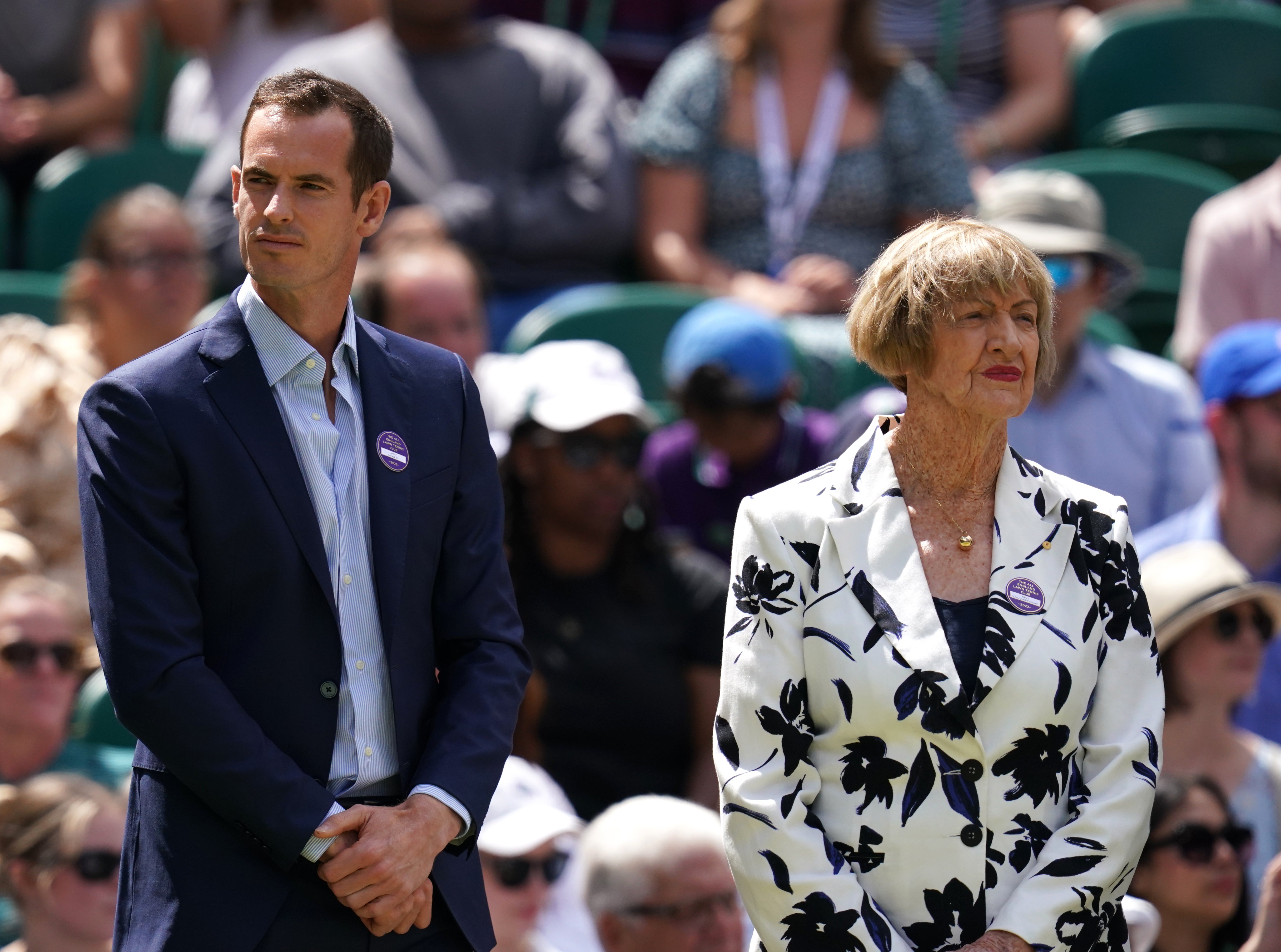 Andy Murray, left, received a loud ovation while the reception for the controversial Margaret Court, right, was not as effusive as the others (John Walton/PA)