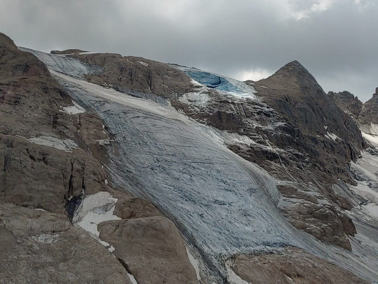 The glacier which sent ice cascading down a mountainside in Italy