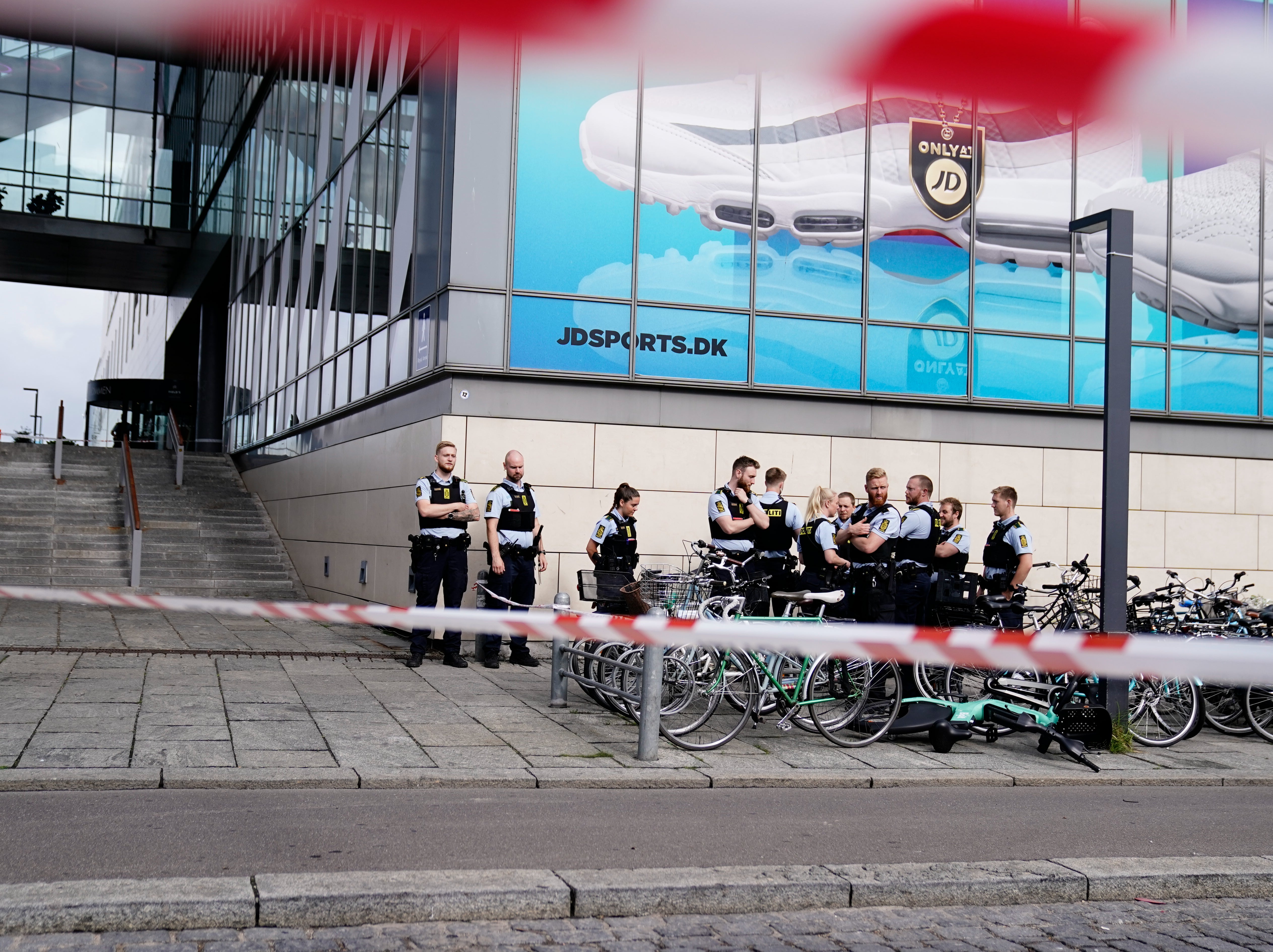 A large contingent of heavily armed police officers were seen patrolling the area outside Field’s shopping centre following the shooting