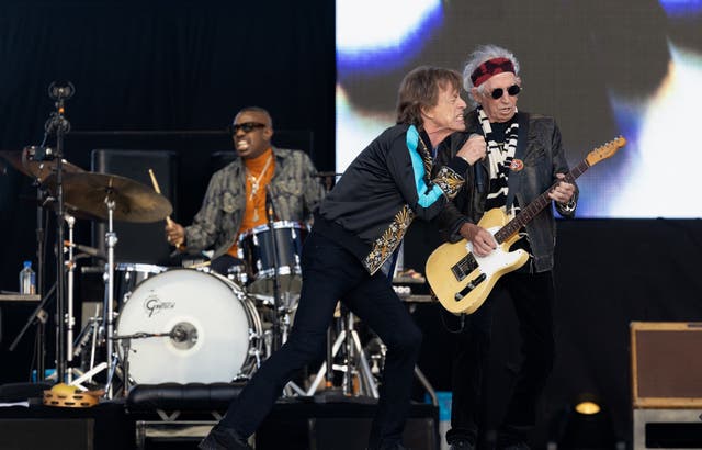 <p>They’re a gas, gas, gas: Mick Jagger and Keith Richards at Hyde Park </p>