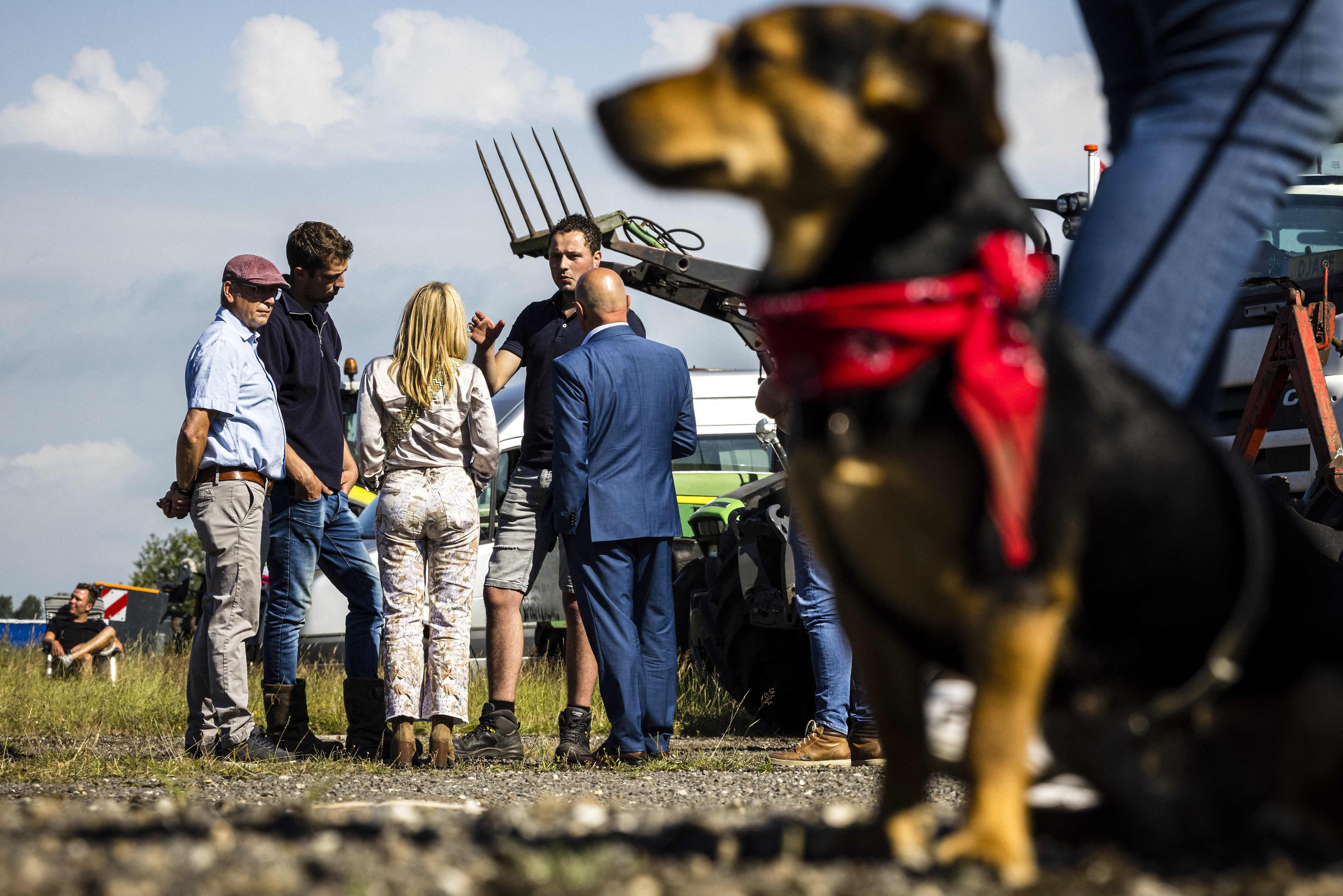 <p>Mayor Kees van Rooij of Meierijstad meets with farmers during a demonstration against the Dutch government’s far-reaching plans to cut nitrogen emissions in Veghel</p>