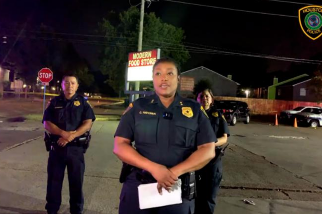 <p>Houston assistant police chief Chandra Hatcher tells reporters about the fatal drive-by shooting that left a 5-year-old dead and an 8-year-old injured</p>