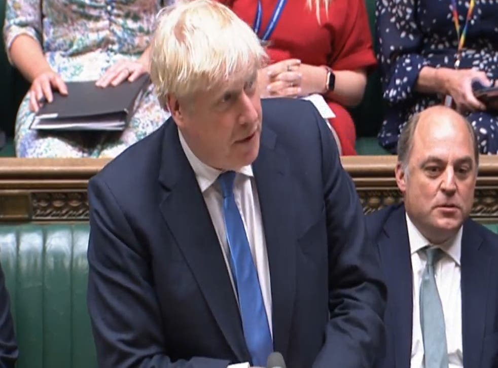 Prime Minister Boris Johnson in the House of Commons making a statement to MPs on the recent, Nato, G7 and the Commonwealth Heads of Government Meeting (Chogm) meetings. Picture date: Monday July 4, 2022 (PA)