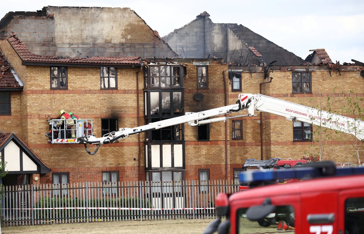 Bedford fire: Aerial photos show devastation caused by gas explosion as tenants jump from flats