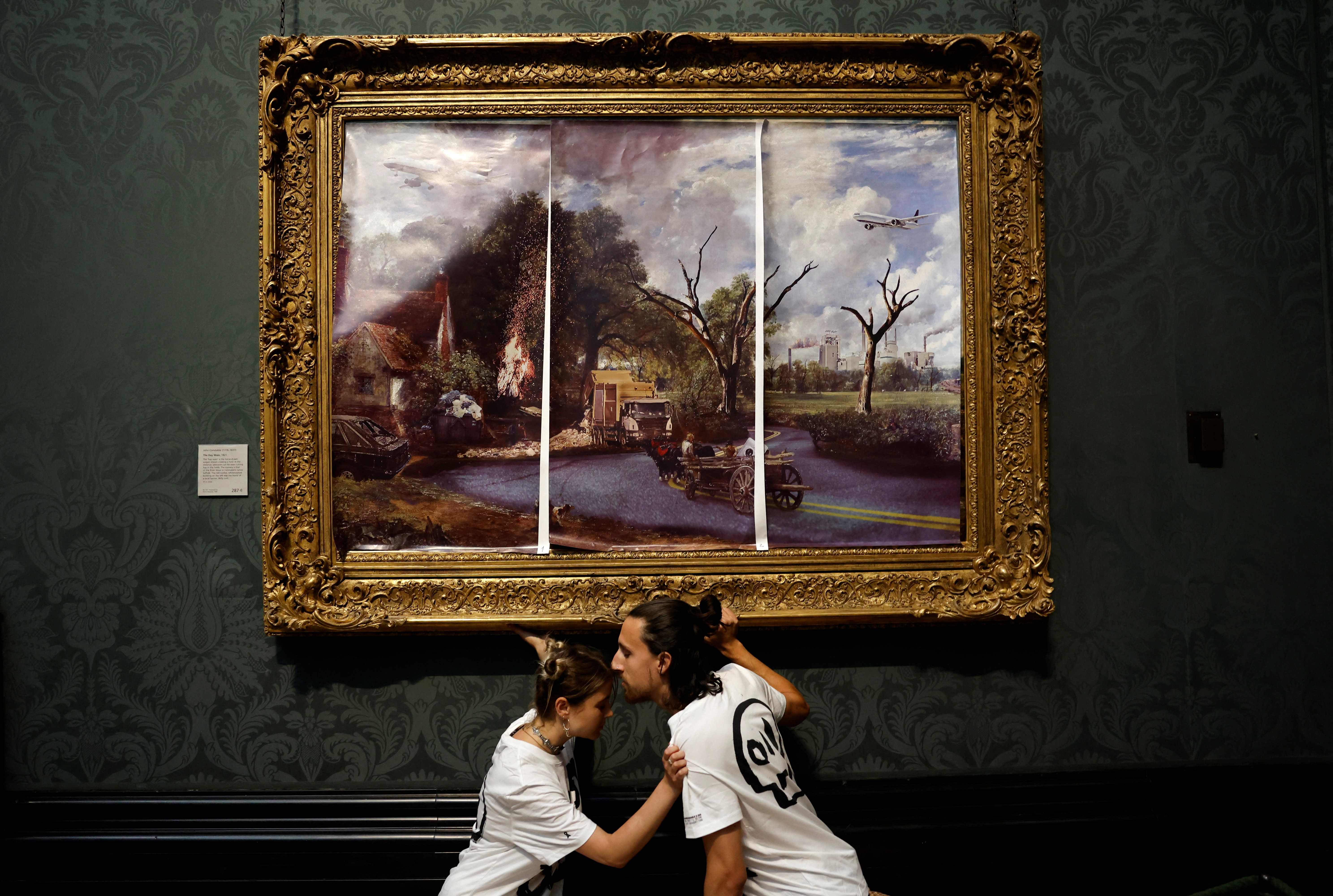 The pair covered Constable’s masterpiece in a mock ‘undated’ version including roads and aircraft