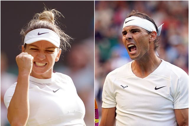 Former Wimbledon champions Simona Halep and Rafael Nadal made it through to the Wimbledon quarter-finals on Monday (Zac Goodwin/PA)