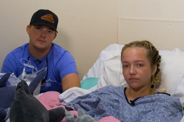 <p>Addison Bethea (right) was attacked by a shark last week in Florida</p>