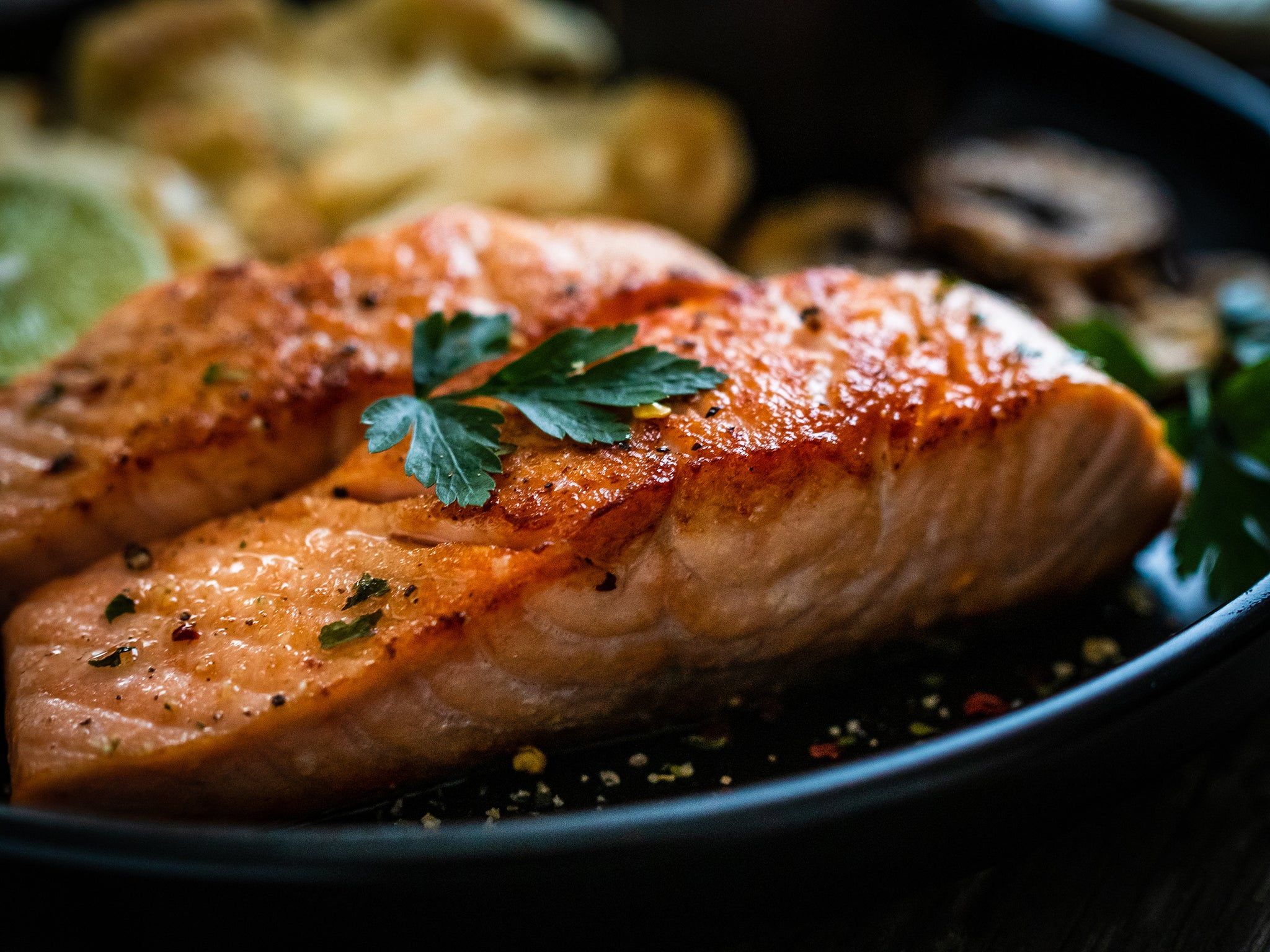 A quick stint under the grill transforms this bright, rich and sweet salmon dish