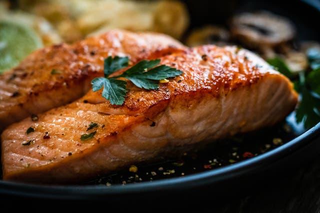 <p>A quick stint under the grill transforms this bright, rich and sweet salmon dish </p>