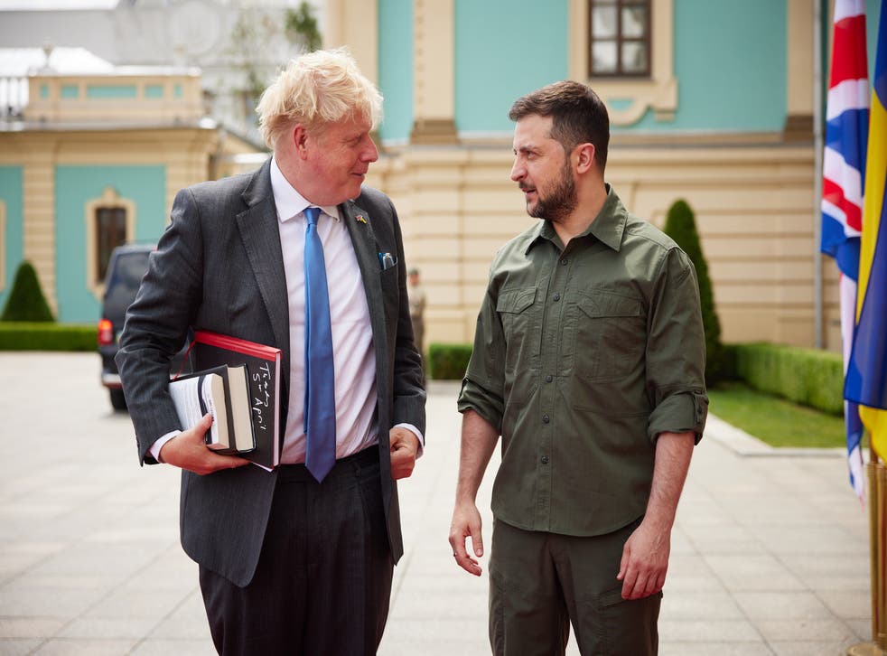 Prime Minister Boris Johnson meets Ukrainian President Volodymyr Zelensky in Kyiv in June (Ukrainian Presidential Press Office/PA)