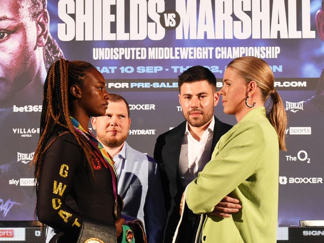 <p>Claressa Shields (left) and Savannah Marshall are old rivals</p>