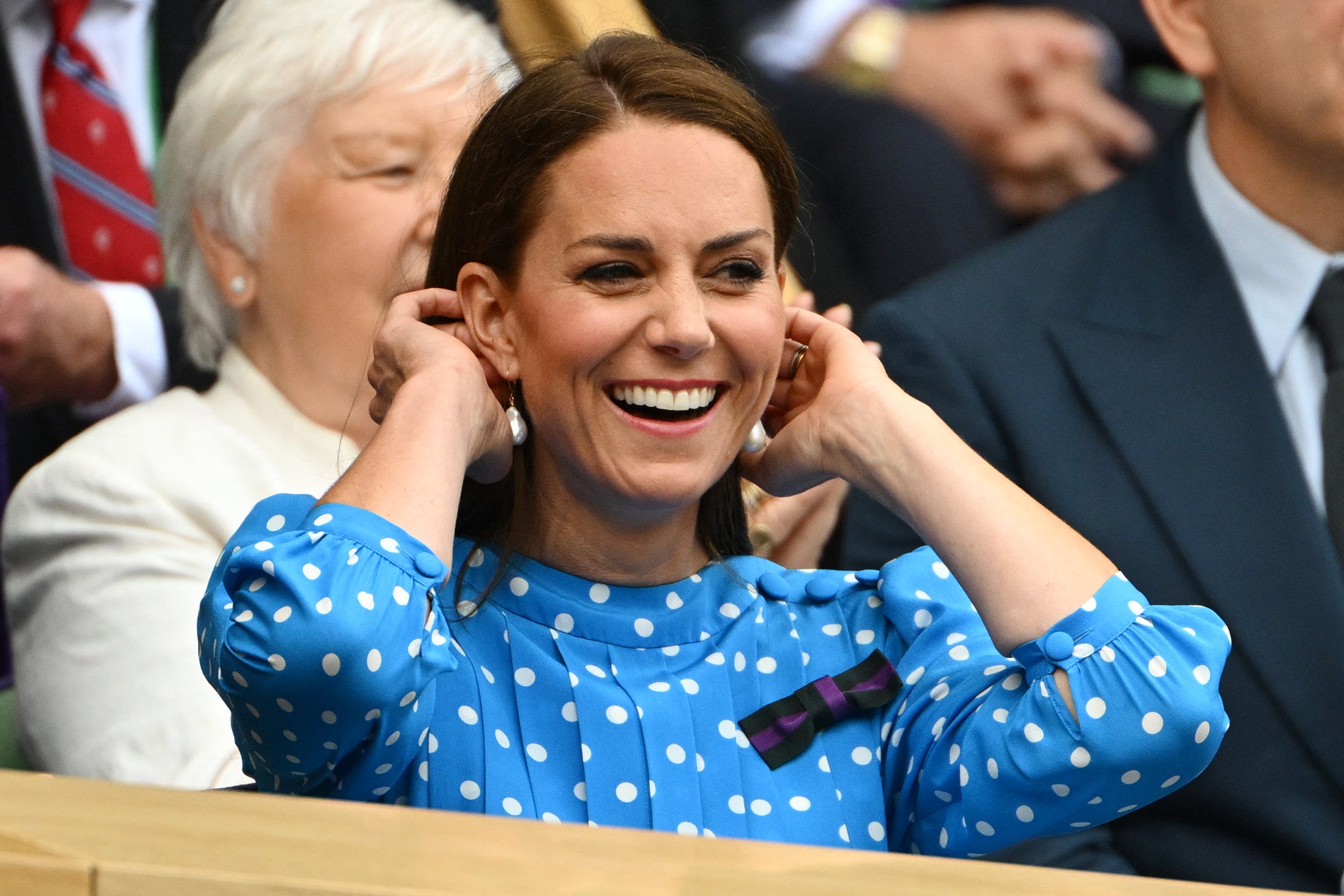 Kate Middleton was previously captured on camera blowing a kiss to her parents at Wimbledon.