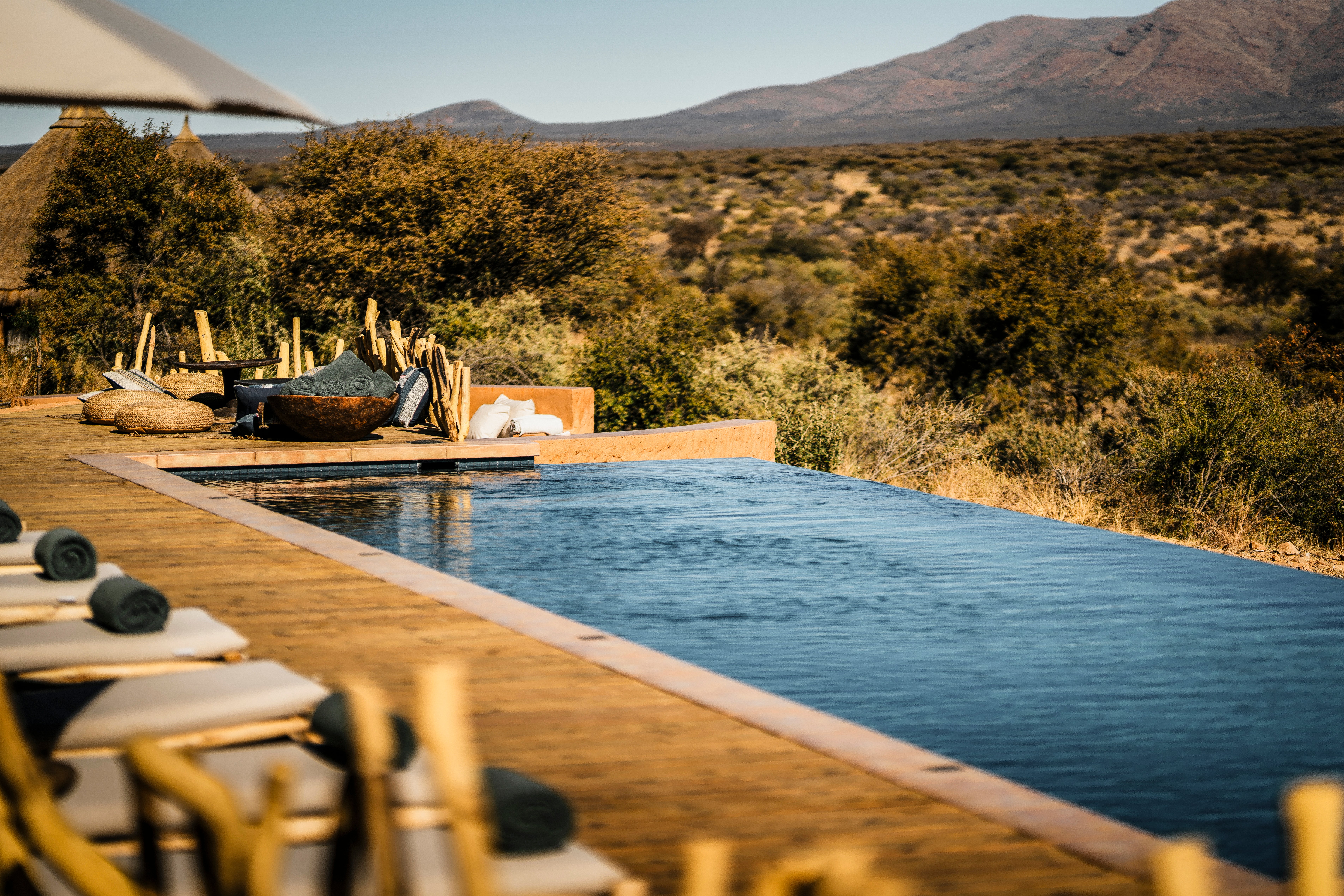 Take in the breathtaking views as you cool off in the savannah