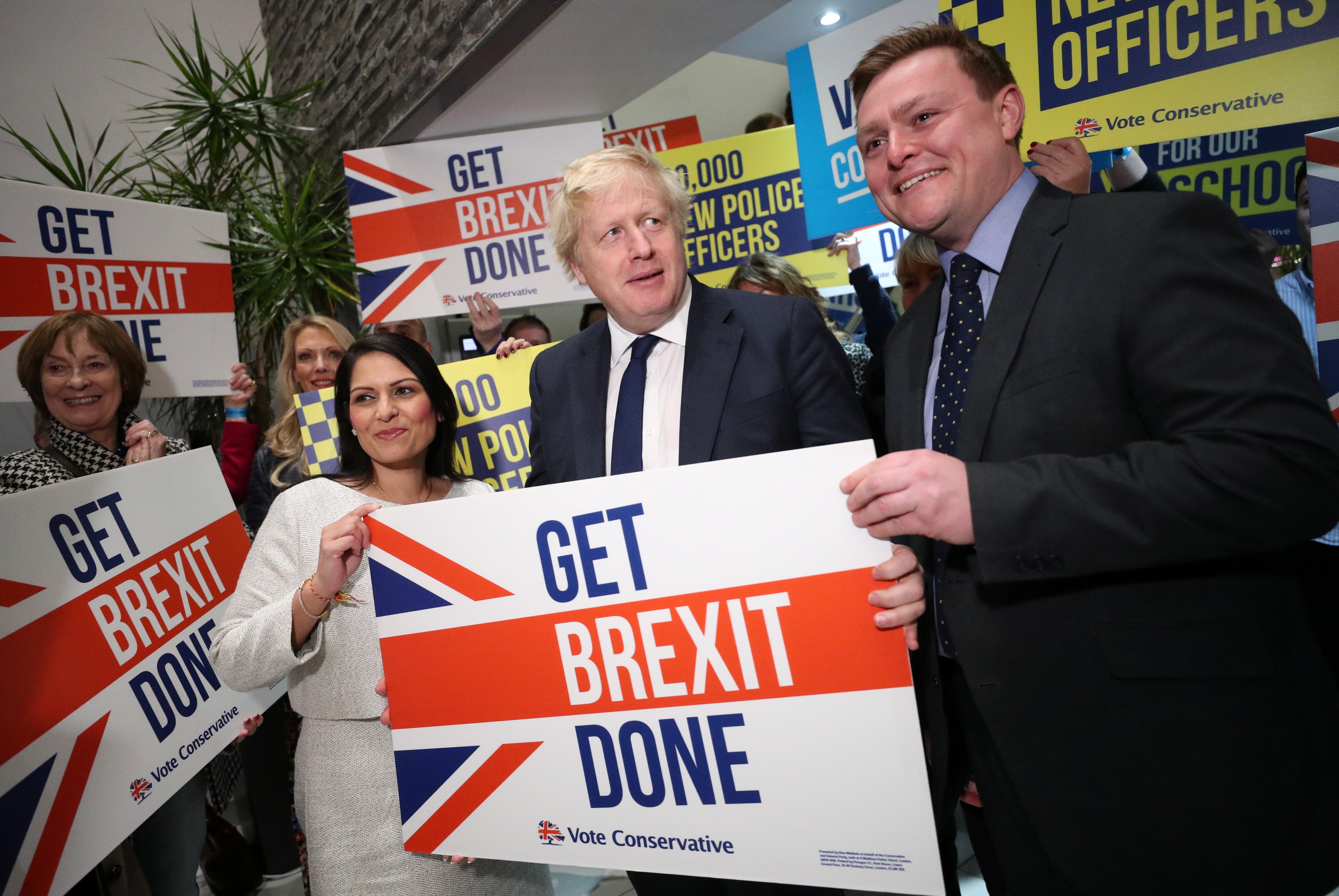 Will Quince (R) with Home Secretary Priti Patel and Mr Johnson in 2019