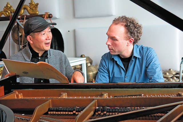 <p>Tan Dun (left) released the new album <em>Eight Memories in Watercolour</em>, featuring his piano music performed by the Dutch pianist Ralph van Raat   </p>