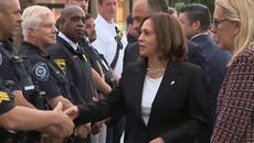 Kamala Harris visits site of Chicago 4 July mass shooting