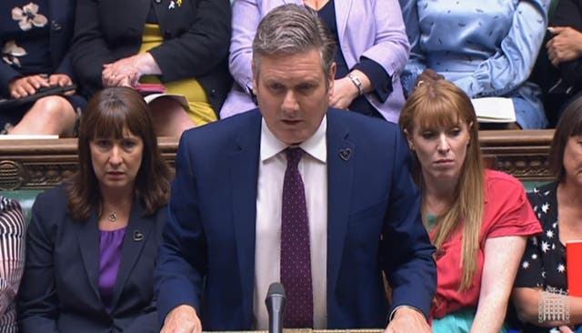 Labour leader Sir Keir Starmer speaks during Prime Minister’s Questions in the House of Commons, London (House of Commons/PA)