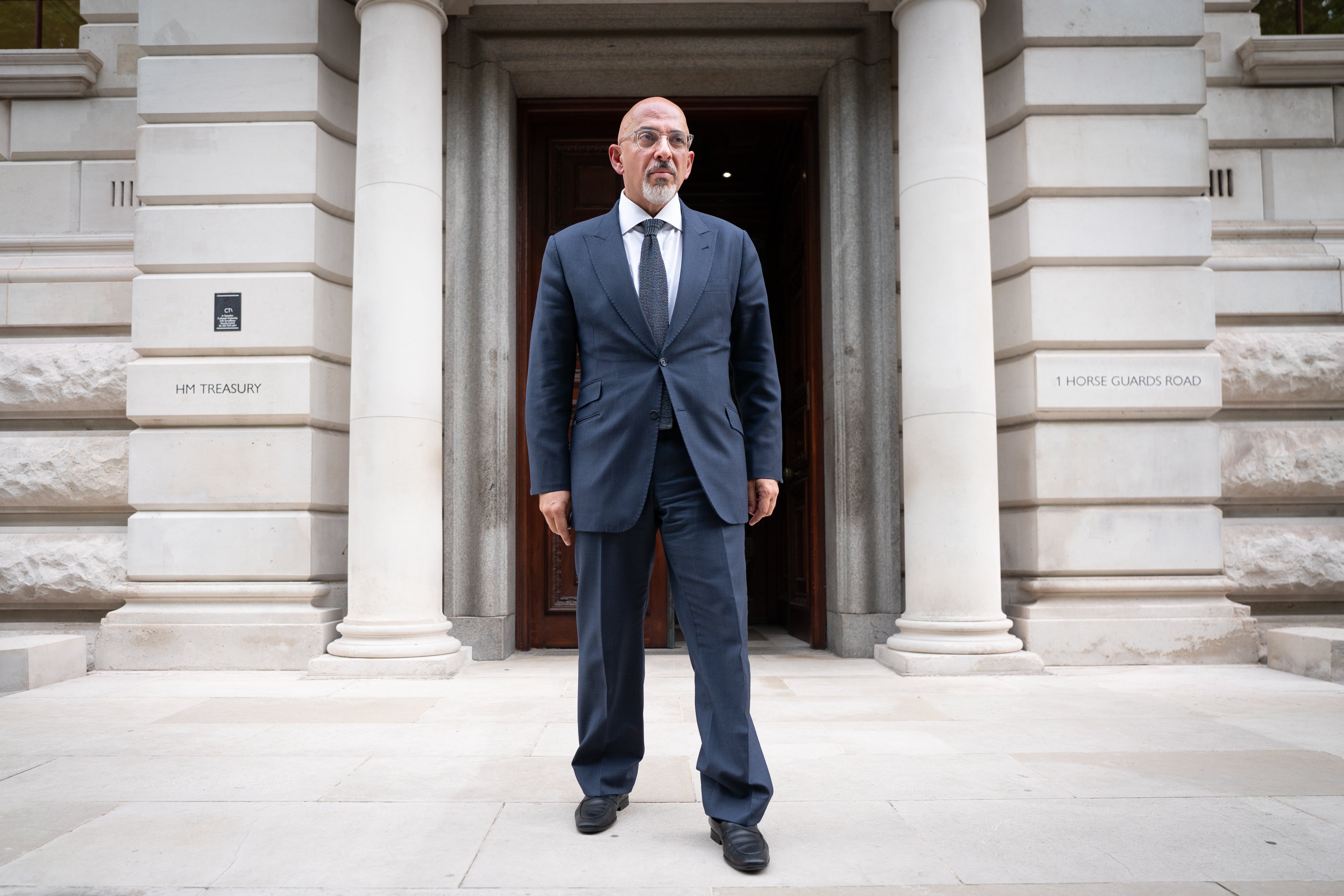 Chancellor Nadhim Zahawi poses for a photograph outside the Treasury