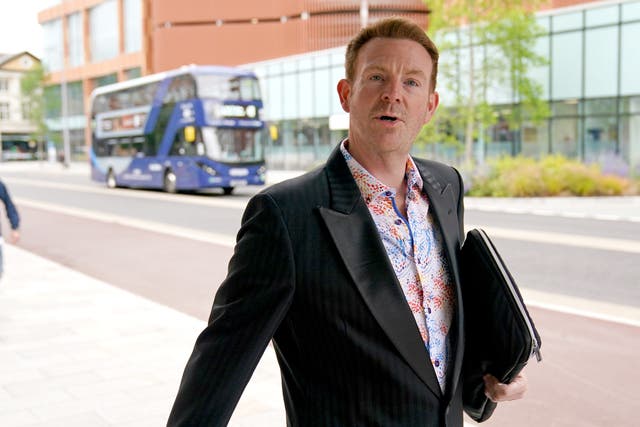 Ex-BBC presenter Alex Belfield is on trial at Nottingham Crown Court charged with stalking corporation staff members (Jacob King/PA)
