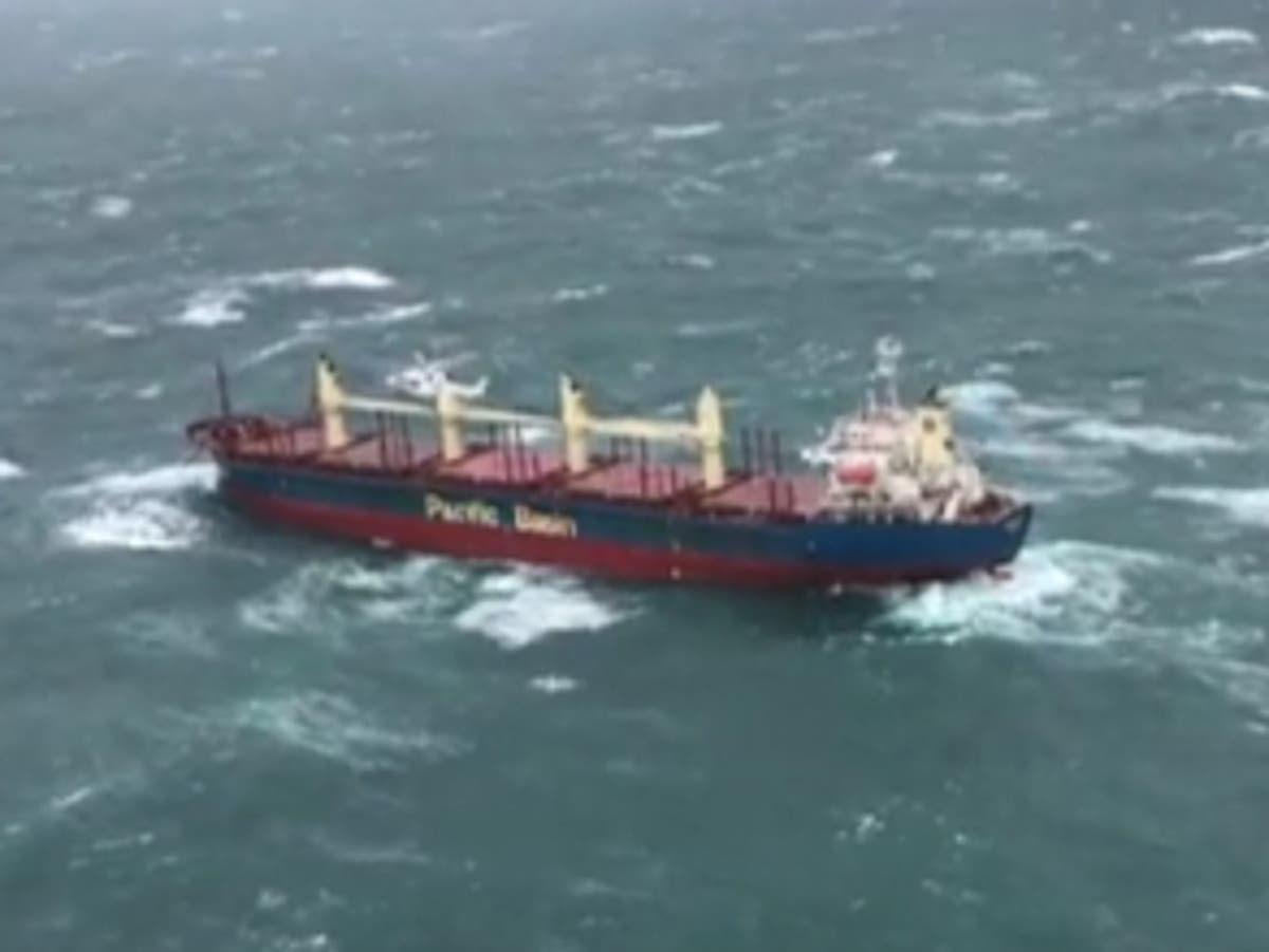 Australia flooding Stranded cargo ship saved before ‘environmental