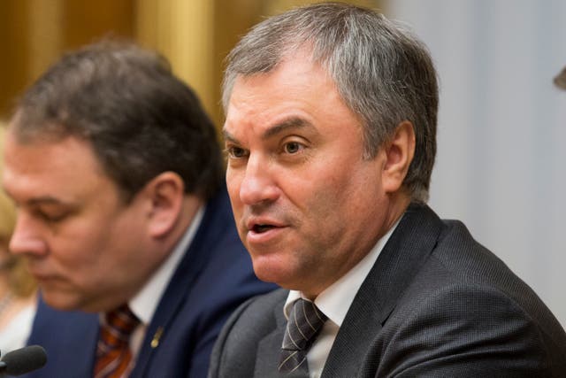<p>Speaker of the State Duma, the Lower House of the Russian Parliament, Vyacheslav Volodin</p>