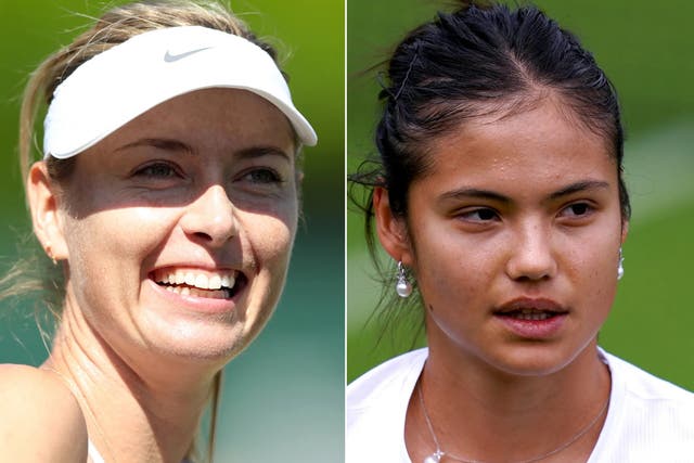 <p>Emma Raducanu (right) has been compared to Maria Sharapova</p>
